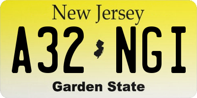 NJ license plate A32NGI