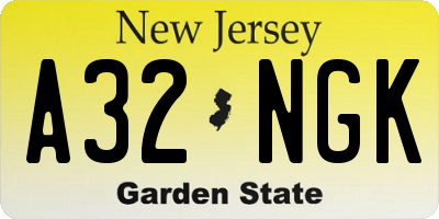 NJ license plate A32NGK
