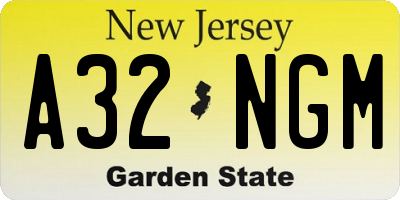 NJ license plate A32NGM