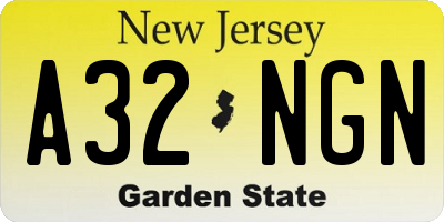 NJ license plate A32NGN