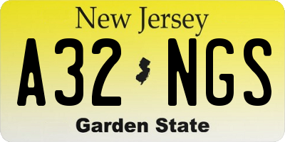 NJ license plate A32NGS
