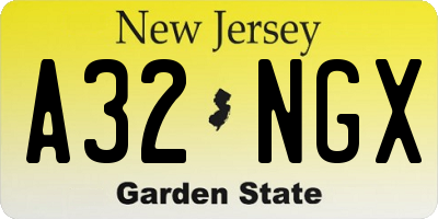 NJ license plate A32NGX