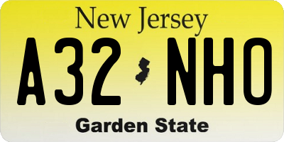 NJ license plate A32NHO