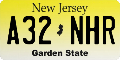 NJ license plate A32NHR