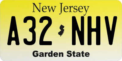NJ license plate A32NHV