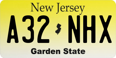 NJ license plate A32NHX