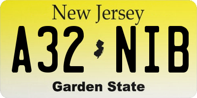 NJ license plate A32NIB