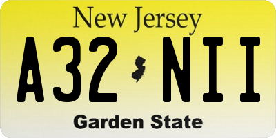 NJ license plate A32NII