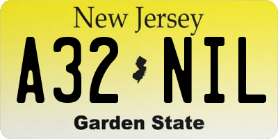NJ license plate A32NIL