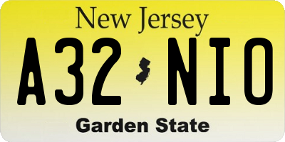 NJ license plate A32NIO