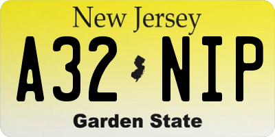 NJ license plate A32NIP