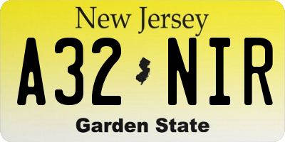 NJ license plate A32NIR