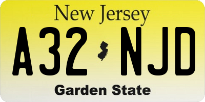 NJ license plate A32NJD