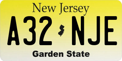 NJ license plate A32NJE