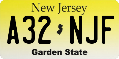 NJ license plate A32NJF
