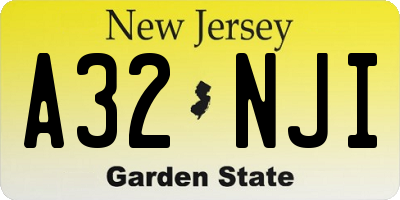 NJ license plate A32NJI