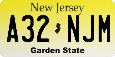 NJ license plate A32NJM