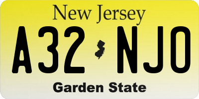 NJ license plate A32NJO