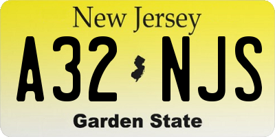 NJ license plate A32NJS