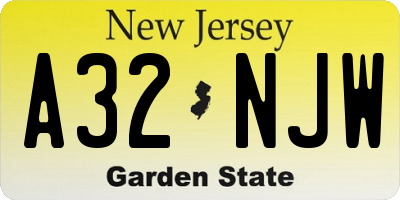 NJ license plate A32NJW