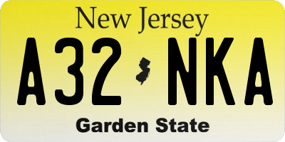 NJ license plate A32NKA