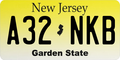 NJ license plate A32NKB