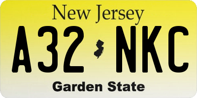 NJ license plate A32NKC