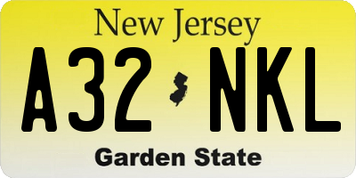NJ license plate A32NKL