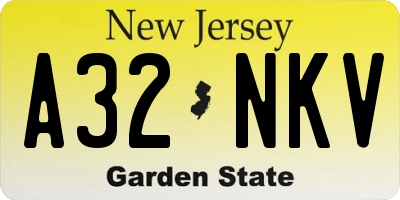 NJ license plate A32NKV