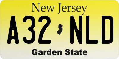 NJ license plate A32NLD