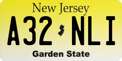 NJ license plate A32NLI