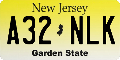 NJ license plate A32NLK