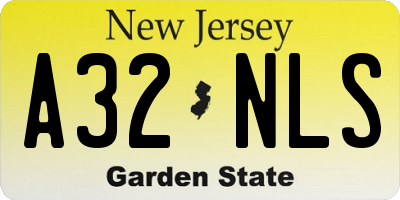 NJ license plate A32NLS