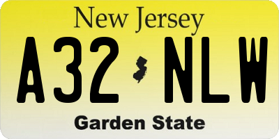NJ license plate A32NLW