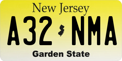 NJ license plate A32NMA