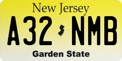NJ license plate A32NMB