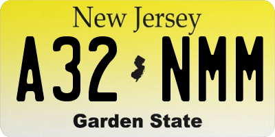 NJ license plate A32NMM