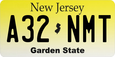 NJ license plate A32NMT