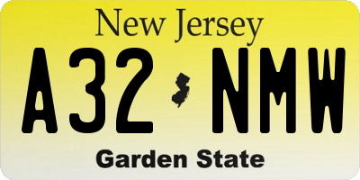 NJ license plate A32NMW