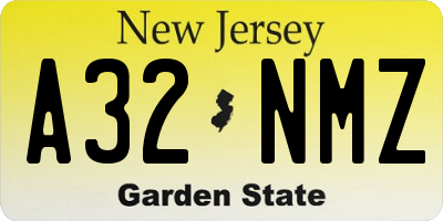 NJ license plate A32NMZ