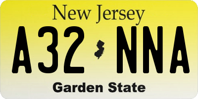 NJ license plate A32NNA