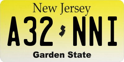 NJ license plate A32NNI
