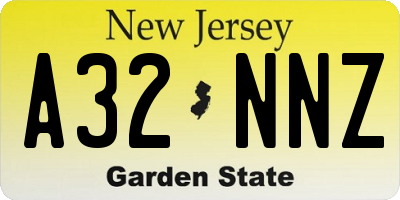 NJ license plate A32NNZ