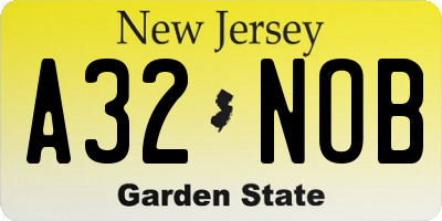 NJ license plate A32NOB