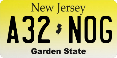 NJ license plate A32NOG
