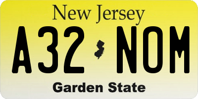 NJ license plate A32NOM
