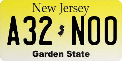 NJ license plate A32NOO