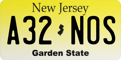NJ license plate A32NOS
