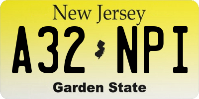 NJ license plate A32NPI