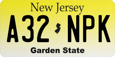 NJ license plate A32NPK